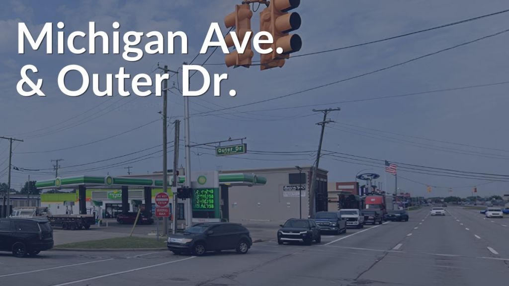 Michigan Ave Outer Dr Krall Law Offices PLLC Michigan Avenue and Outer Drive intersection in Dearborn Michigan car accident lawyers at Krall Law