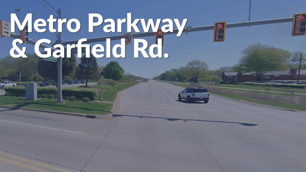 Metro Parkway Garfield Rd Krall Law Offices PLLC Metro Parkway and Garfield Road intersection in Clinton Township Michigan car accident attorneys at Krall Law
